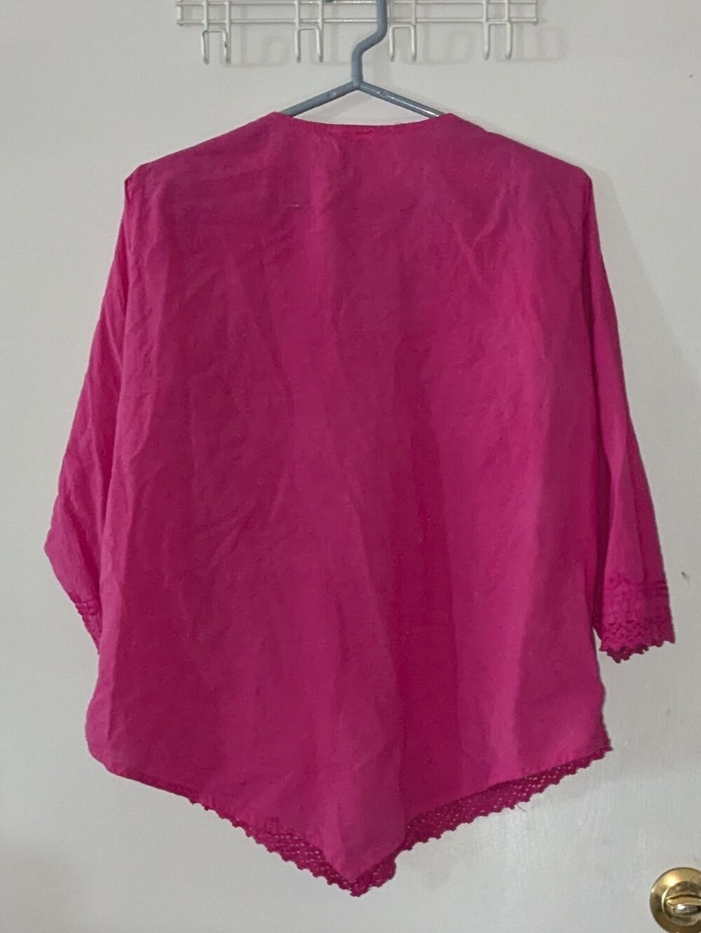 Women's Fuchsia Embroidered V-Neck Tunic Top XL - Picture 5 of 5